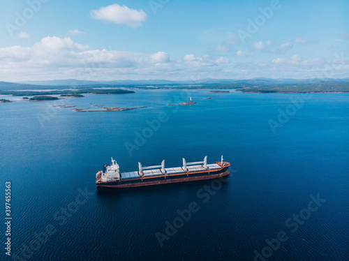 Big Bulk Carrier Ship in White Sea
