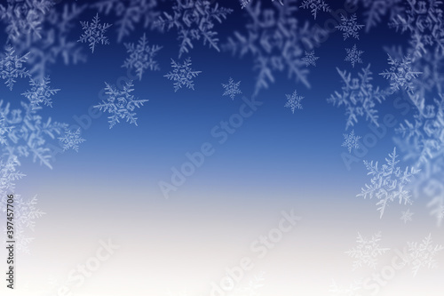 abstract winter background. Snowflakes on blue background