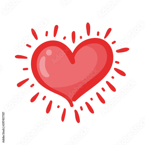 Red heart design with wings of love that must be heartbroken by lovers on Valentine's Day.