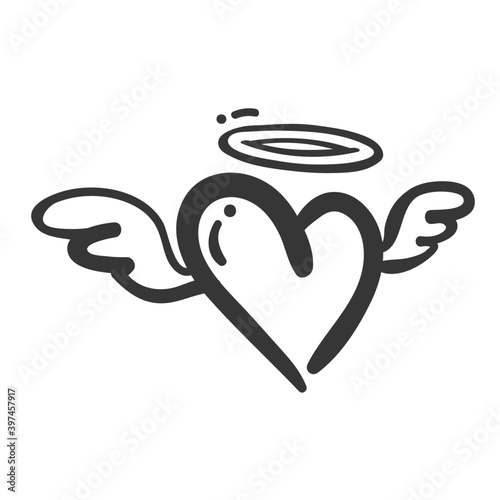 Red heart design with wings of love that must be heartbroken by lovers on Valentine's Day.