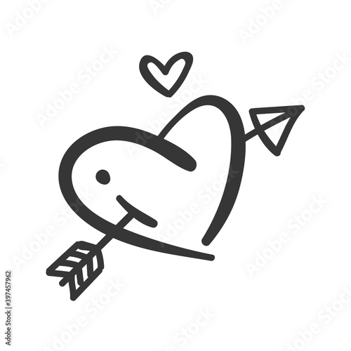 Red heart design with wings of love that must be heartbroken by lovers on Valentine's Day.