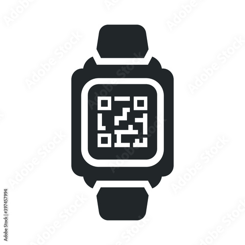 Qr code, smart watch icon