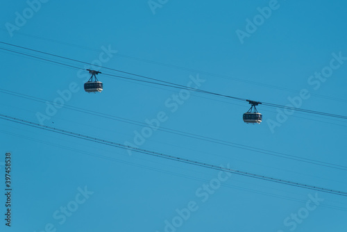 Two Cable Cars of the Sugarloaf Mountain in Rio de Janeiro, Brazil