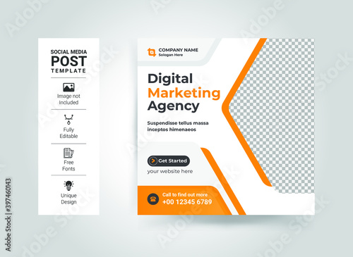 Editable Business Corporate Social media post Design template. Creative and modern web ads banner, square banner, promotional social ads design.