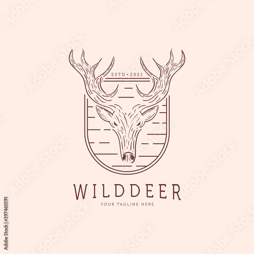Deer Logo Illustration Template Design, Deer Emblem Vector Design