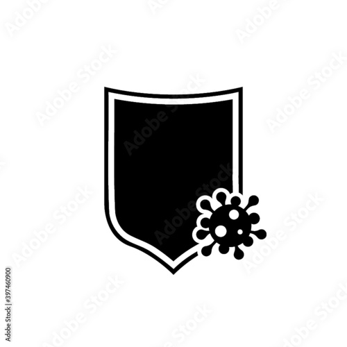 Immune system concept. Shield protecting from coronavirus icon isolated on white background