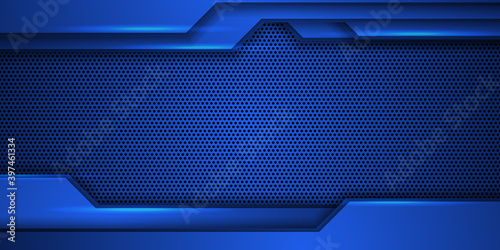 Blue game abstract background with metal texture and geometric shape.  Vector illustration design for business corporate presentation, banner, cover, web, flyer, card, poster, game, texture, slide
