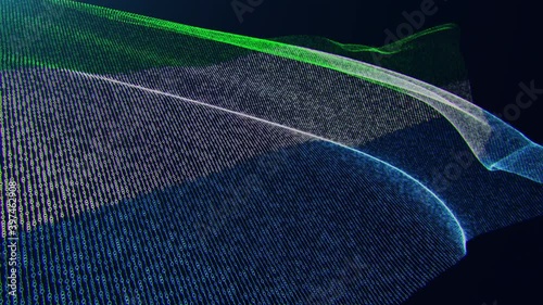 3d render. Sierra leone digital flag with binary code texture flies in the wind. Seamless loop.