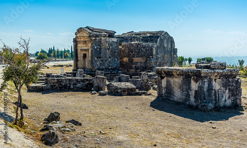 Billede på lærred A Roman burial chamber in Hierapolis above Pamukkale, Turkey