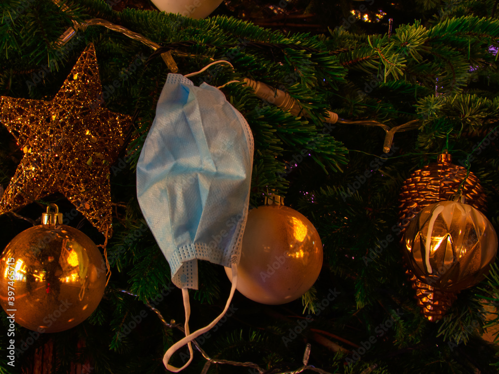 Special Christmas Tree in 2020 due to Corona Pandamic Decorated With Face Mask