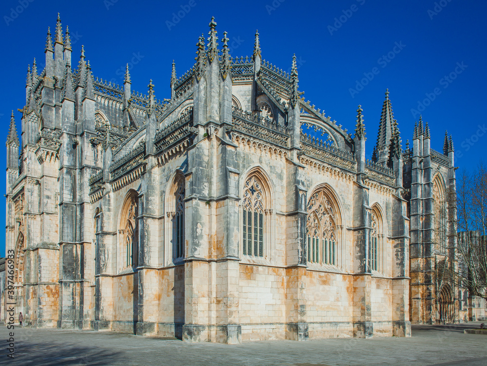 facade with bas-relief of an ancient portugal monastery