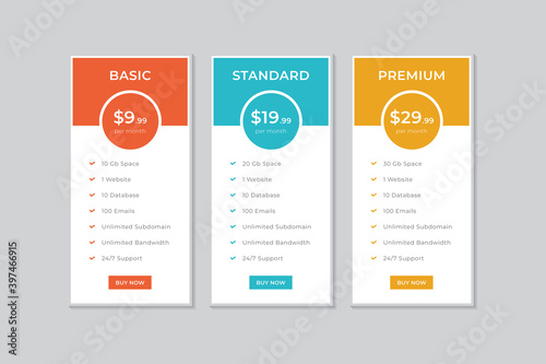 Pricing Table Vector Template Design