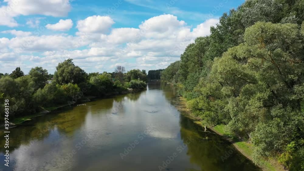 Beautiful river landscape in the summer aerial view. Beautiful river landscape in the summer aerial view.