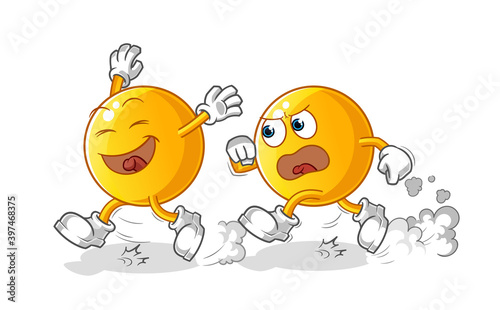  emoticon play chase cartoon. cartoon mascot vector