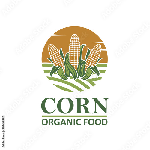 sweet corncob label isolated on white background