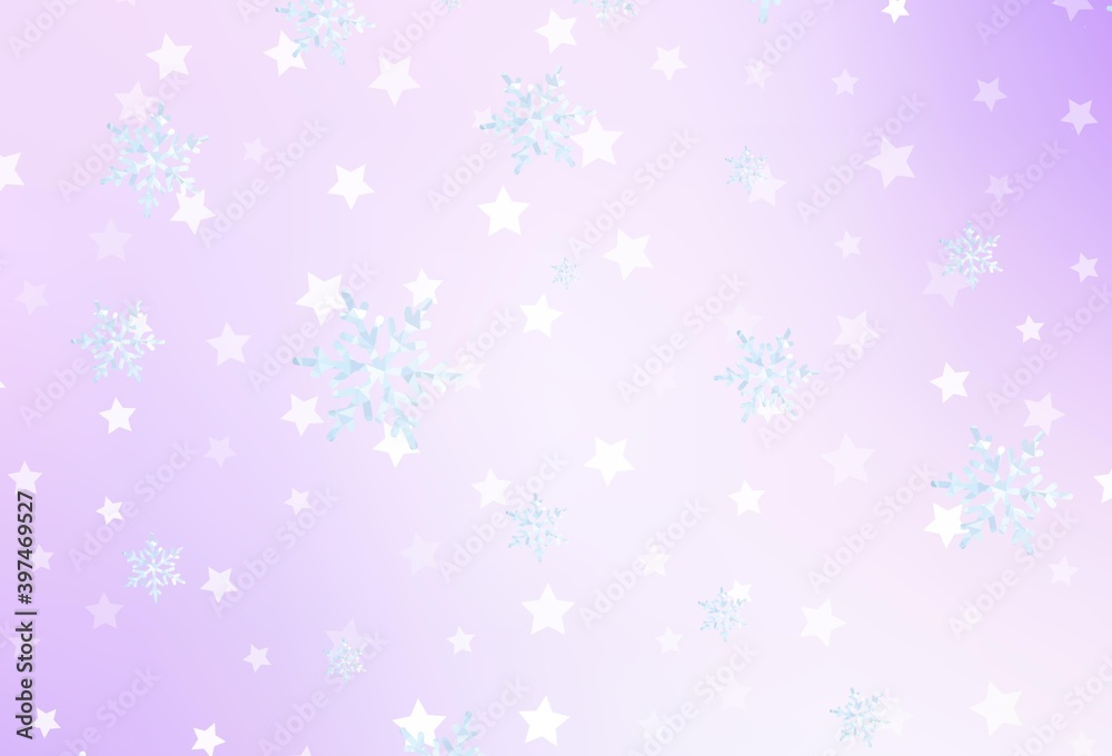 Light Purple vector template with ice snowflakes, stars. Light Purple vector template with ice snowflakes, stars.