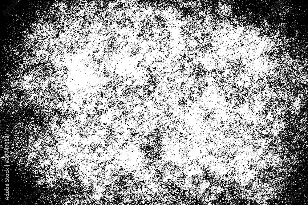 Grunge black and white. Monochrome texture of dirt, chips, and dust. Pattern of black scratches, scuffs on a white background. Abstract ink spot randomly arranged Grunge black and white. Monochrome texture of dirt, chips, and dust. Pattern of black scratches, scuffs on a white background. Abstract ink spot randomly arranged