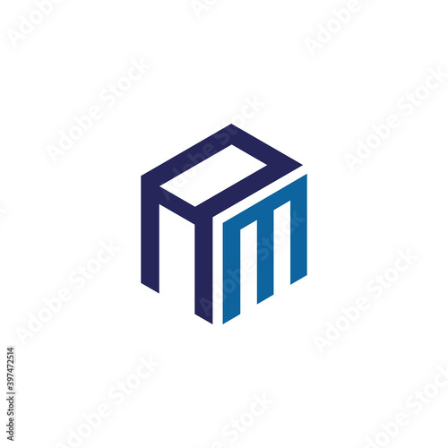 Abstract font type logo. simple letter AM hexagon letter design