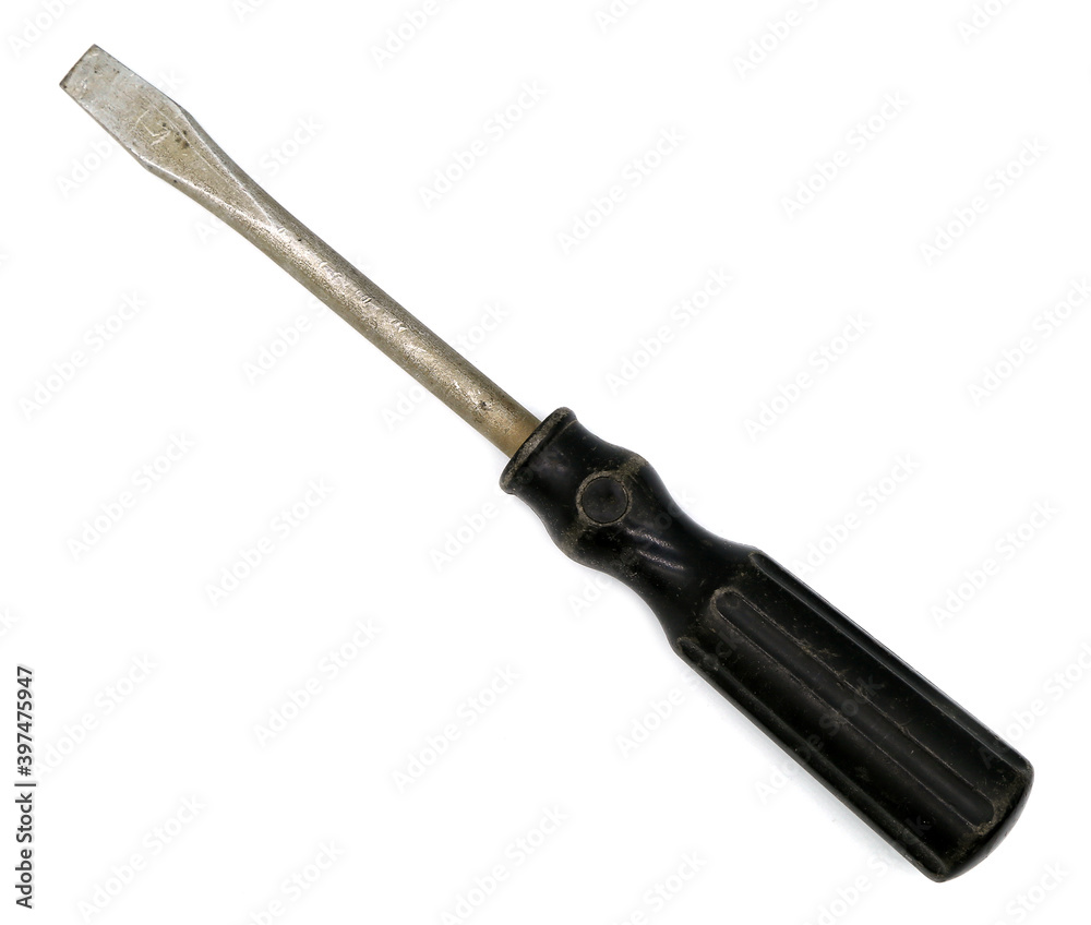screwdriver with a black handle on a white background screwdriver with a black handle on a white background