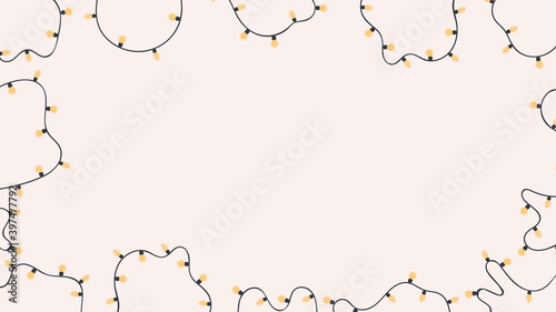 Festive garlands with light bulbs. Background with space for text. Vector.