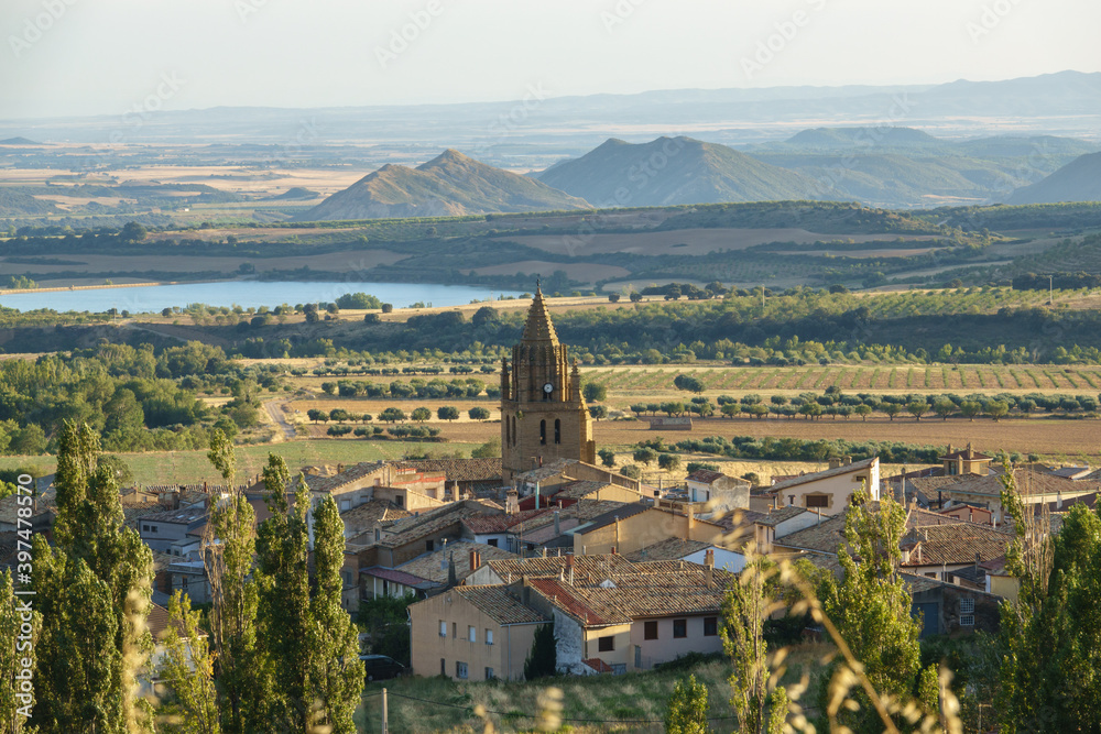 Loarre, Aragon, Panoramic views Huesca, Spain from top the village, Castle of Loarre