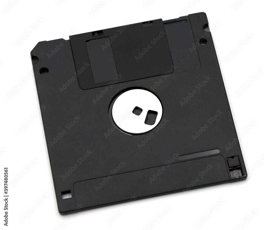 old computer diskette on white background