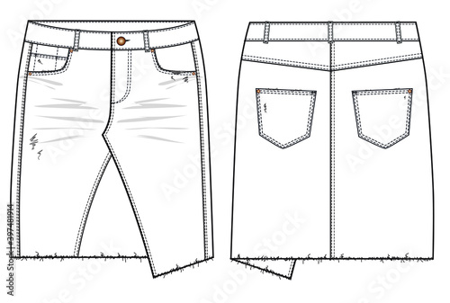 woman fashion design mini skirt CAD technical flat drawing illustration vector line pattern design clothing artwork textile sketch trend graphic hand-drawn