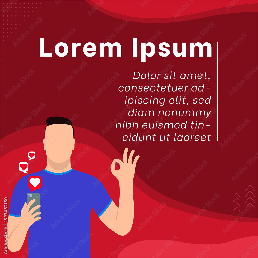 Man with smartphone banner template Man with smartphone banner template