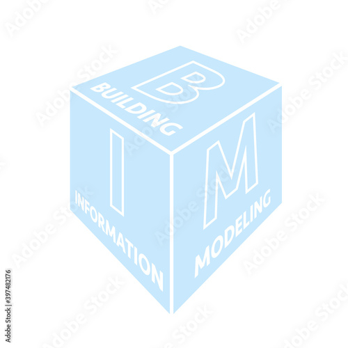 Building information modeling vector icon. BIM is a method of networked planning, execution and management of buildings and other structures using software.