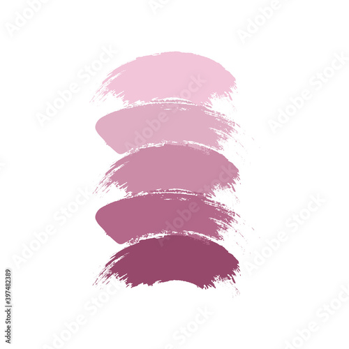 Vector makeup strokes, nude lipstick or blush swatches. Vector lipstick smear collection
