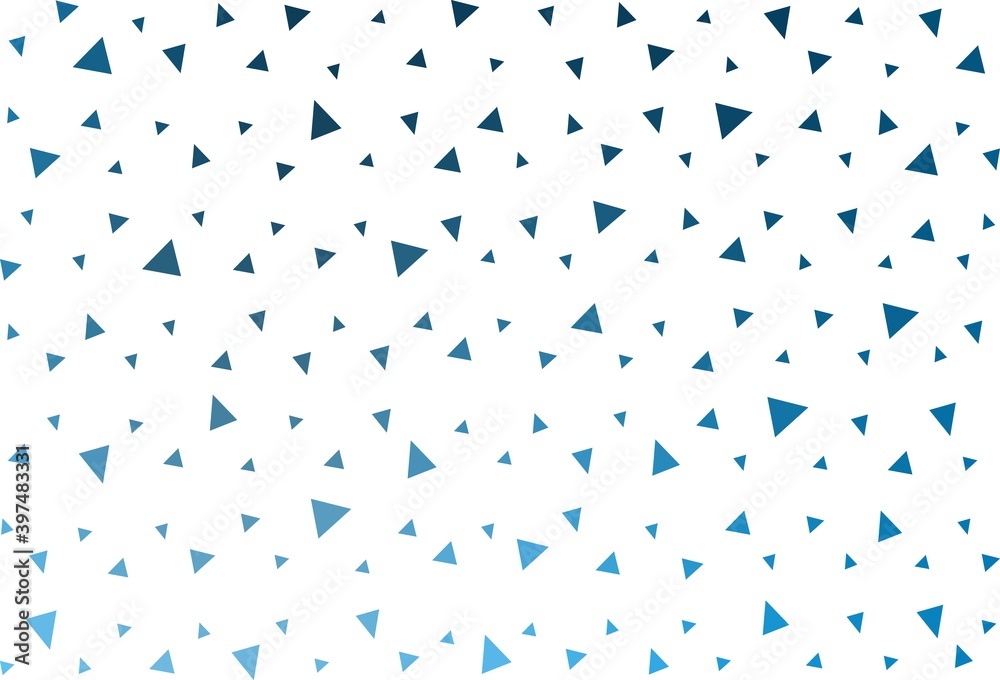 Light BLUE vector  shining triangular background.