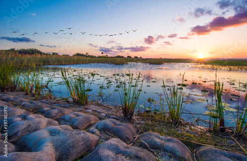 Sunset over the lake