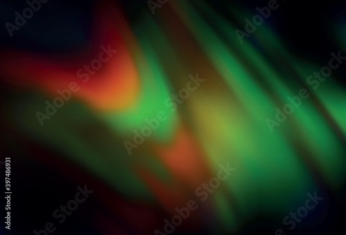 Dark Green  Red vector blurred shine abstract background.