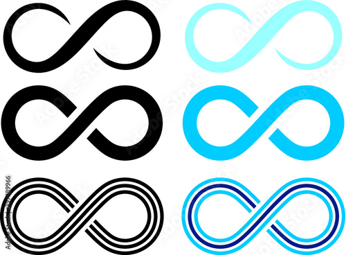 Vector illustration of the infinity symbols set
