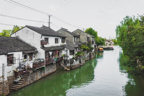 Traditional houses by water near Tiger Hill (Huqiu), Suzhou, Jiangsu, China