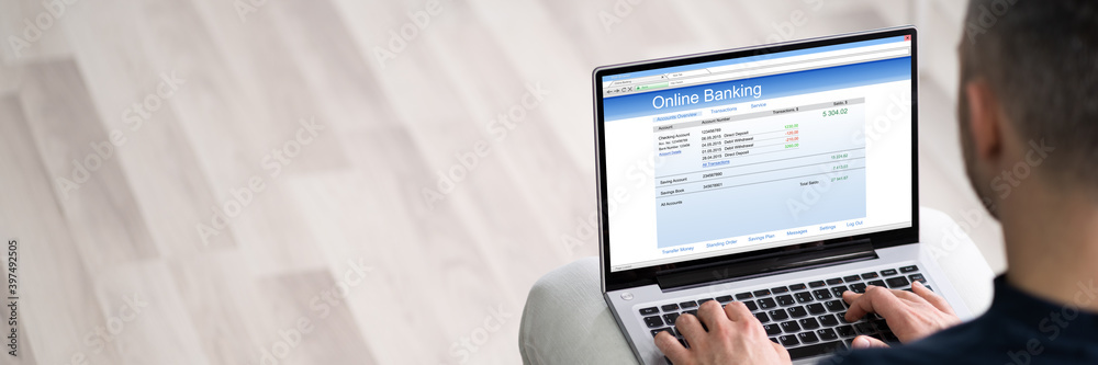 Man Using Online Bank Man Using Online Bank