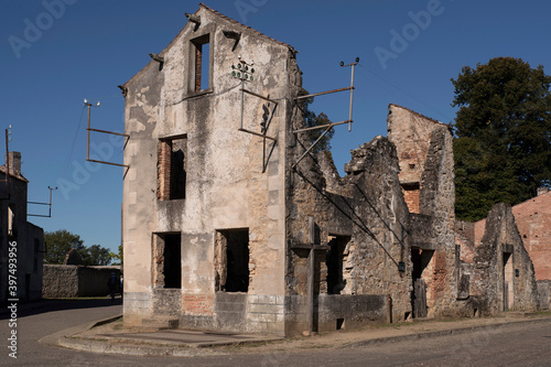 Ruin of the village of Oradour sur Glane in France, remnant of a former war massacre photo