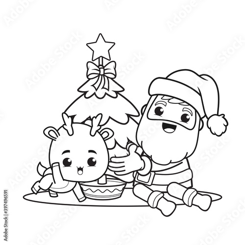 coloring book christmas day with santa claus and cute deer 11 