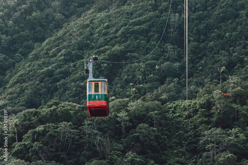 Cable car on a cableway (teleferico) over the green mountain in Puerto Plata, Dominican Republic  © Pavel