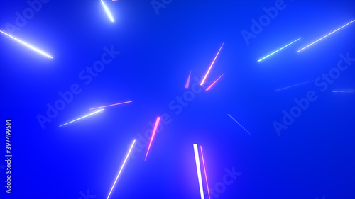 Glowing Multi color neon laser lines Shining particles string flow, colored Backdrop illustration background for your web design, banners, titles and texts.