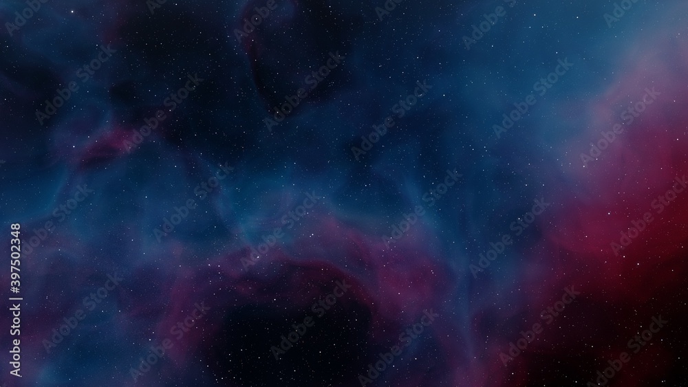 Naklejka premium nebula gas cloud in deep outer space, Science fiction illustrarion, colorful space background with stars 3d render 