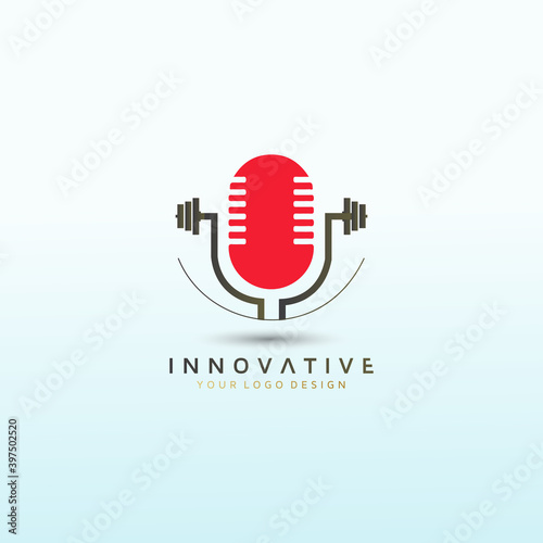 Podcast fitness vector logo design, Gym Logo Ideas & Fitness Logo Designs