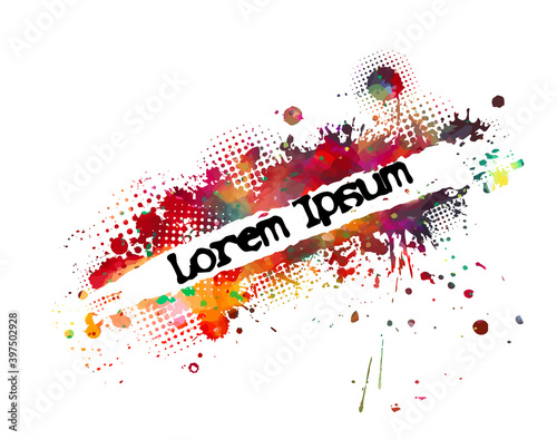 Multi color blots background. Grunge texture stroke line. Art ink dirty design. Border for artistic shape, paintbrush element. Brushstroke graphic. Vector illustration