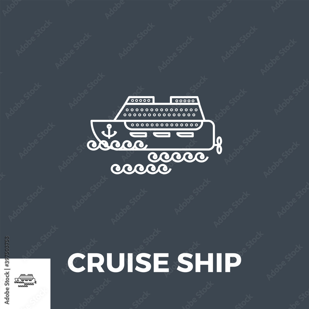 Cruise Ship Icon Vector. Flat icon isolated on the black background. Editable EPS file. Vector illustration.