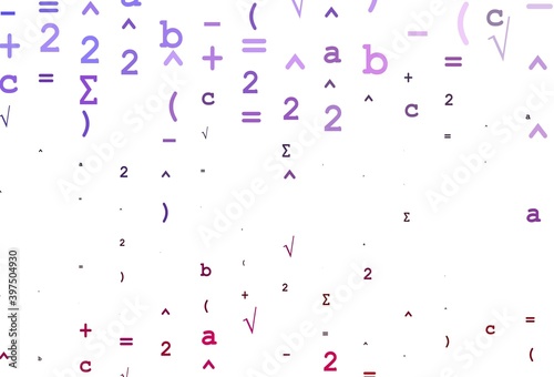 Light Pink  Blue vector pattern with arithmetic signs.