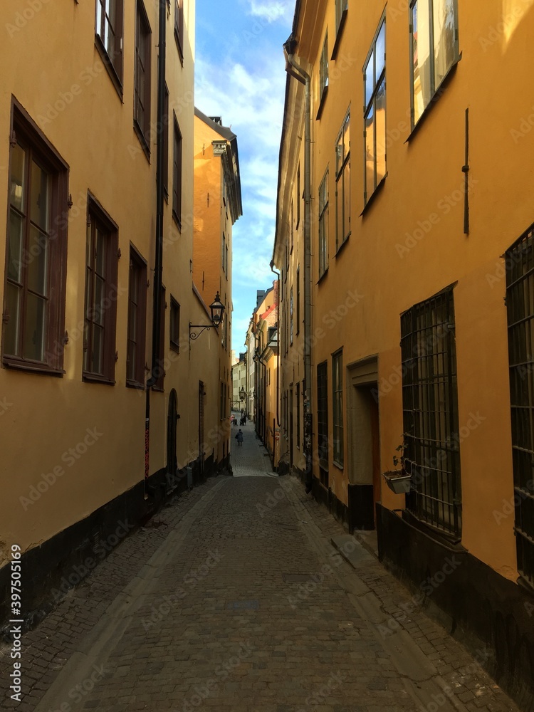 narrow street in the town stockholm