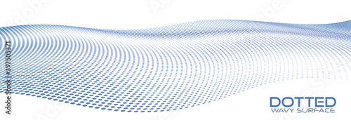 Blue dotted wave surface with halftone effect