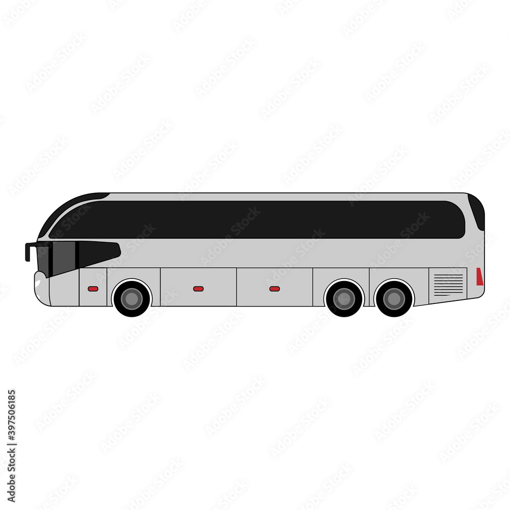 White passenger tourist bus icon on white background White passenger tourist bus icon on white background