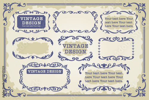 ビンテージ、アンティークな装飾フレームのベクターセット