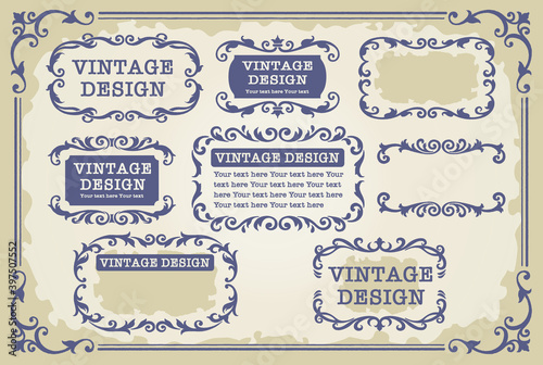 ビンテージ、アンティークな装飾フレームのベクターセット